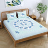 Colorish Jaipuri Traditional Elephant Printed Cotton Blend Bed Sheet With 2 Pillow Covers | Spectral Blue