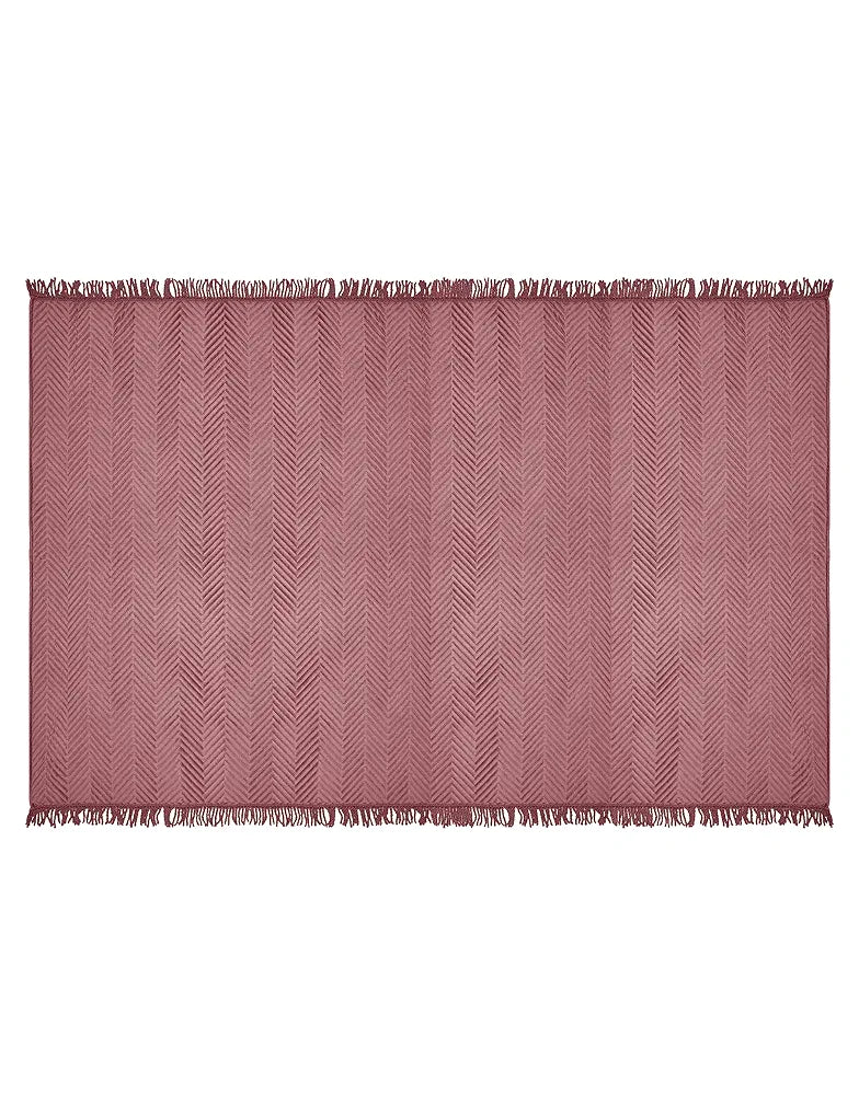 SARAL HOME EASY LIVING Velvet Chevron Sofa Throw-Peach