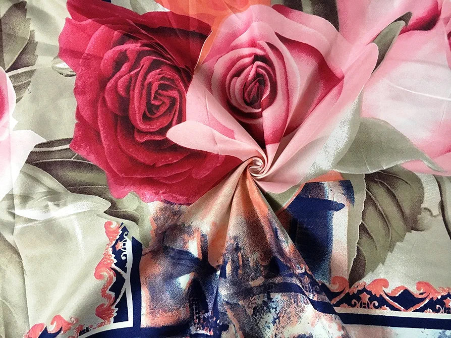 HFI 160 TC Polycotton Double Bedsheet with 2 Pillow Covers - Floral, Multicolor