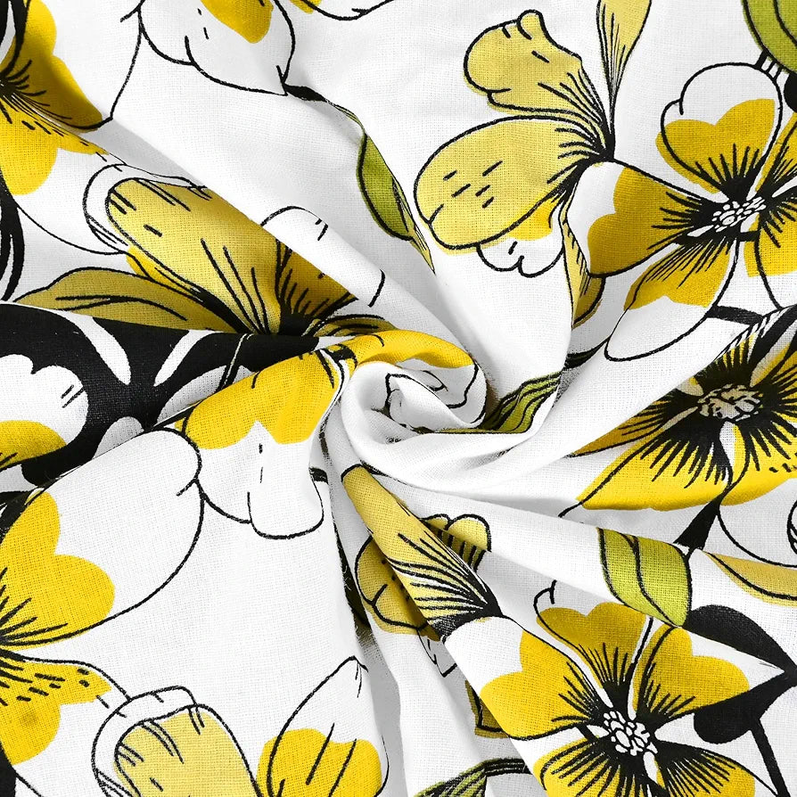 Divine Casa Floret 100% Cotton Single Kids Dohar | 120 GSM | Soft & Lightweight Throw Blanket | Cozy & Breathable Bedding | All-Season Comfort | 140 x 100 CM, Daffodil Yellow