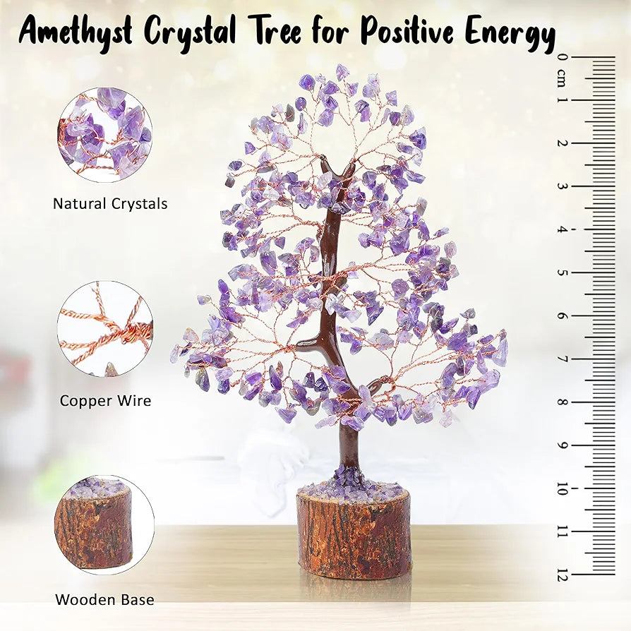 BEZAVO Amethyst Healing Crystal Tree | Artificial Home Decoration for Positive Energy & Spiritual Protection | Thoughtful Gift for Men & Women – Housewarming & Wedding Present 