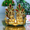 Chhariya Crafts Laxmi Ganesh Idol Statue with Diya Peacock Design Decorative Showpiece for Home and Office Decor Gift Item - 14 cm