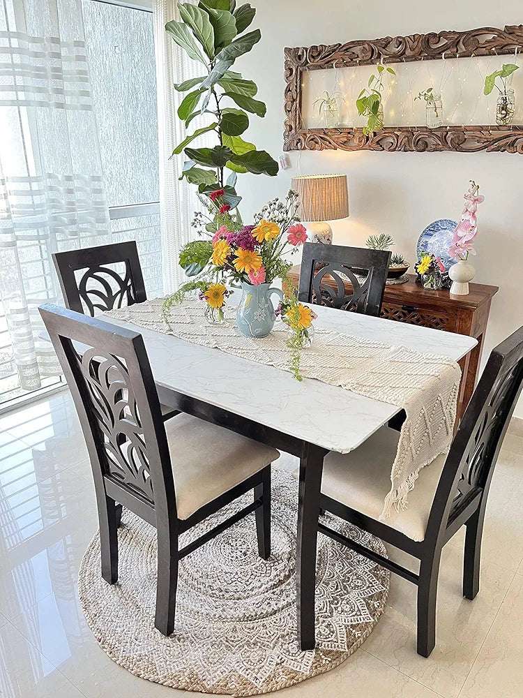 SASHAA WORLD Handwoven Cotton Table Runner, 6 Seater Table Runner/ Dining Table Decoration 