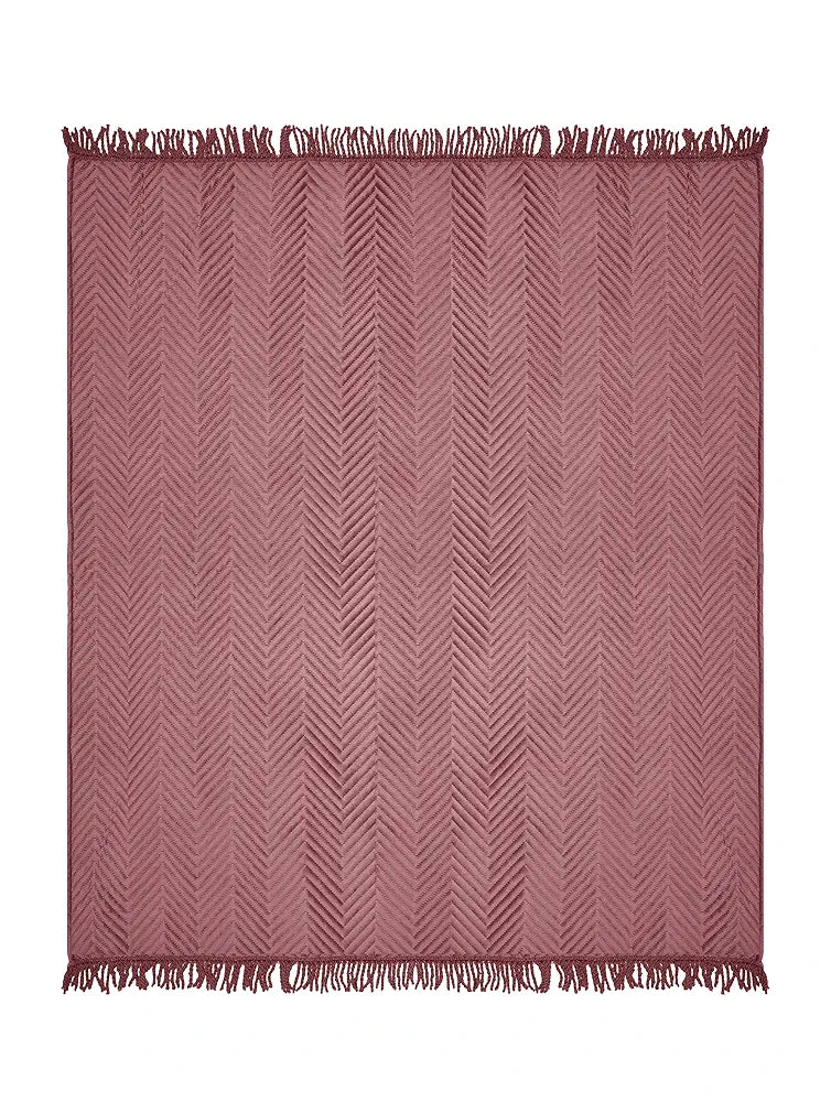 SARAL HOME EASY LIVING Velvet Chevron Sofa Throw-Peach