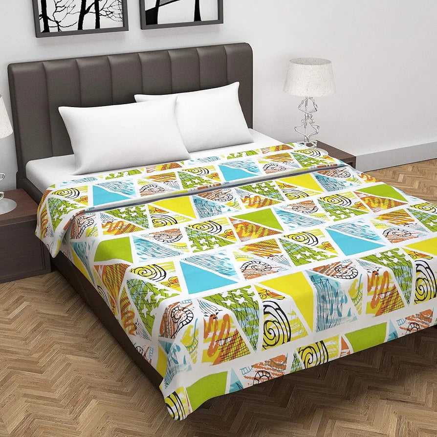Divine Casa 120 GSM Super Soft Glace Cotton 3 Layer Breathable Single AC Quilt Reversible Blanket Lightweight Bed Dohar Throws for Bed | TC - 120