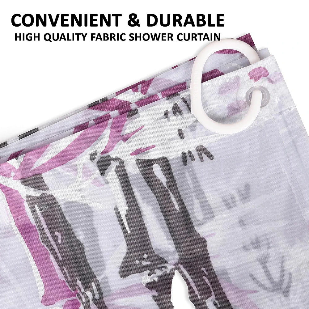 Kuber Industries Shower Curtain | 7 Feet | Bathroom Shower Curtain | AC Curtains | PVC Waterproof Window Curtain | Curtains for Bathtub | 8 Rings Curtain | Bamboo Print | Purple