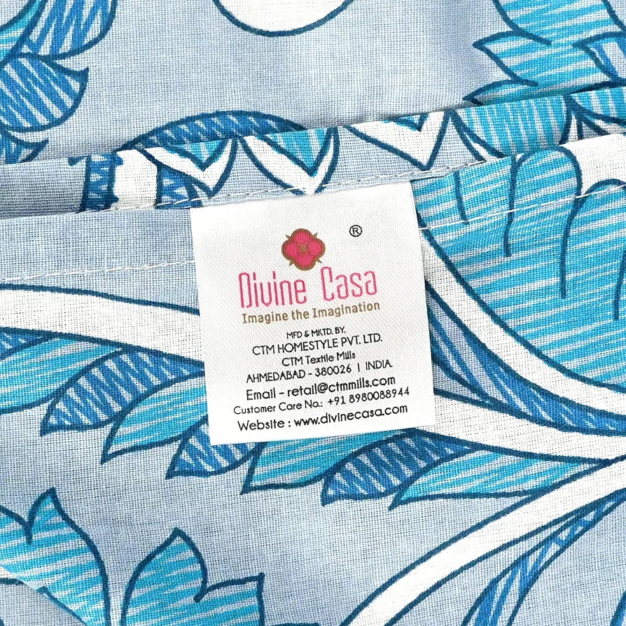 Divine Casa 144 TC 100% Pure Cotton Single Size Bedsheet with 1 Pillow Cover | Soft & Skin-Friendly Fabric for Everyday Comfort | All-Season Use | Size 223 X 145 CM | Floral Paisley | White Aqua Blue
