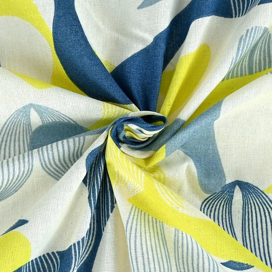 Divine Casa 144 TC Pure Cotton Double Bed Bedsheet with 2 Pillow Covers | Smooth & Comfortable for Daily Use | All-Weather Coziness & Bedroom Style | Size 222 x 254 CM | Mosaic Bloom | Yellow Blue