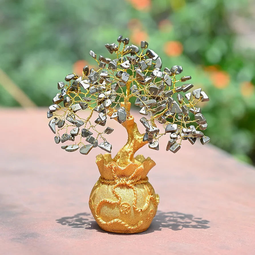 ZAICUS Pyrite Crystal Tree for Wealth & Prosperity – Feng Shui Money Tree with Golden Pot – Gemstone Bonsai for Gift, Home Décor, Office Desk, and Vastu Correction