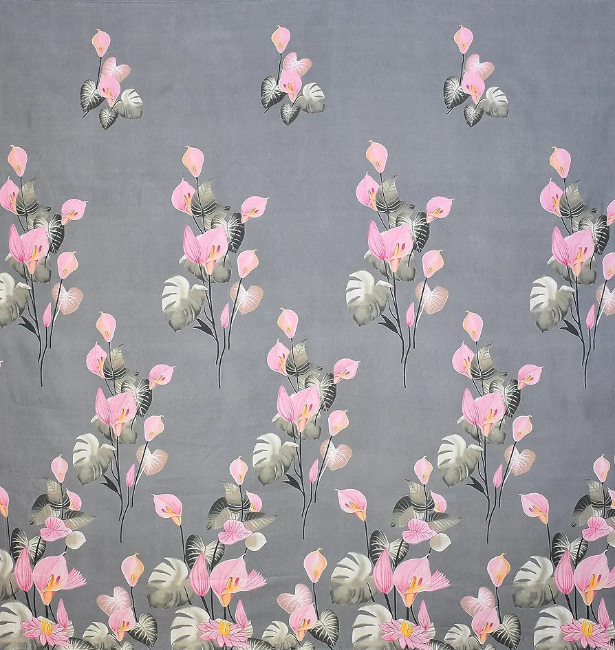 Homefab India 144 TC Microfiber Double BedSheet with 2 Pillow Covers - Floral, Grey