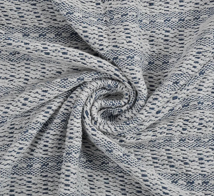 SASHAA WORLD Cotton Striped Super Soft & Breathable Throw Blanket for Living Room, Bed, Sofa & Chair, Blue, 200 X 150 Cm, TC - 100