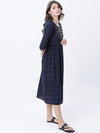 Vishudh Women Navy Blue Checked Empire Dress