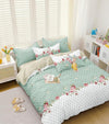 Decomizer Soft Glace Cotton King Size AC Blanket 2 Large Pillow Covers Green Center Flower