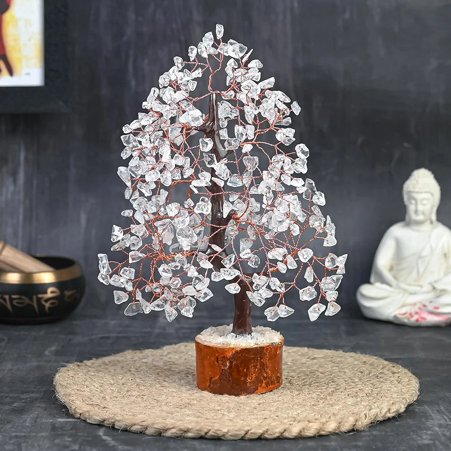 BEZAVO Clear Quartz Crystal Healing Tree | Feng Shui Tree for Positive Energy | Artificial Plant for Home & Office Decor | Thoughtful Gift for Men & Women – Birthday & Anniversary 