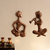 Ecraftindia Musicians Metal Wall Hanging | Brown | Set of 2