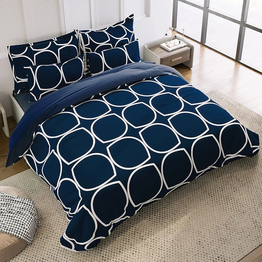 THE HOME STYLE 400 TC Supersoft Cotton Feel Glace Cotton Elastic Fitted Printed King Size Double Bed Bedsheet wih 2 Pillow Cover 