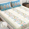 Dreamscape Cotton King Fitted Bedsheet with 2 Pillow Covers Sky Blue Color