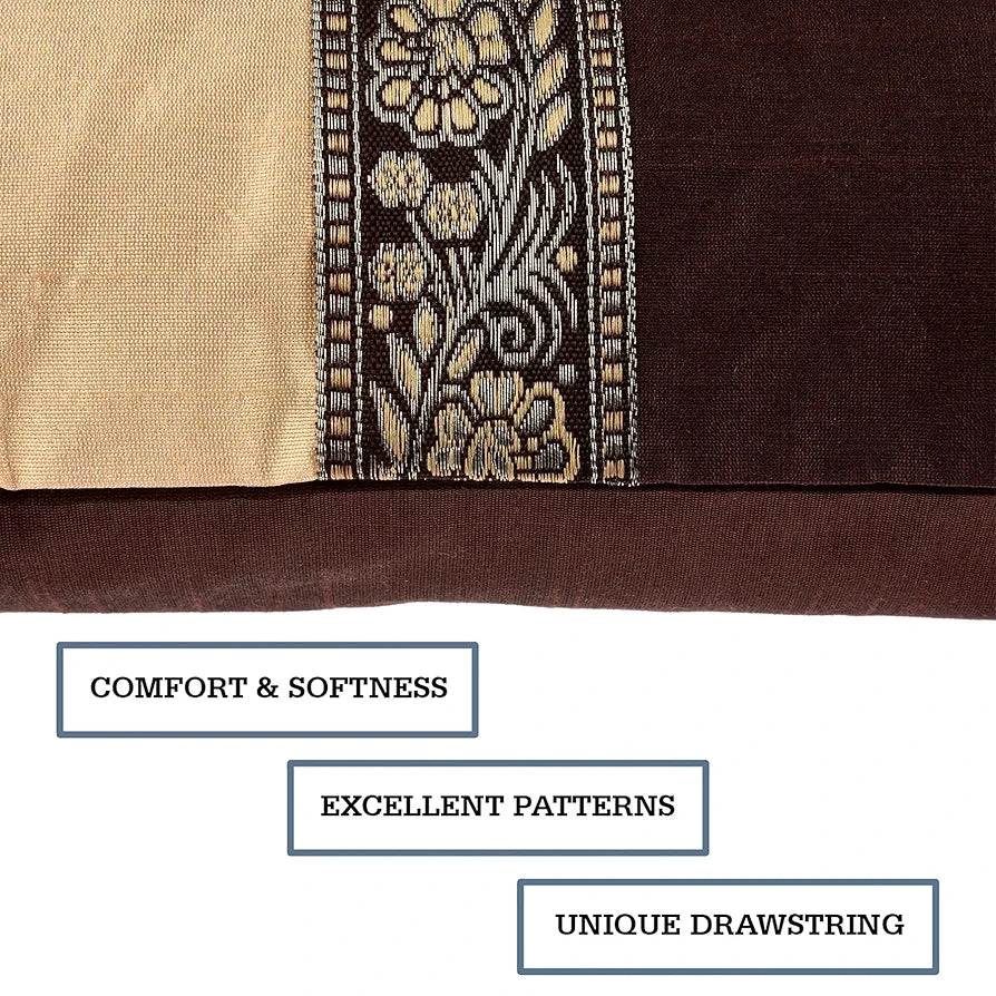 Kuber Industries Cushion Cover | Pillow Covers for Sofa | Throw Cushion Cover | Dupion Polyester Cushion Covers | Center Lace Cushion Covers | Set of 5 | 16 Inch | Brown