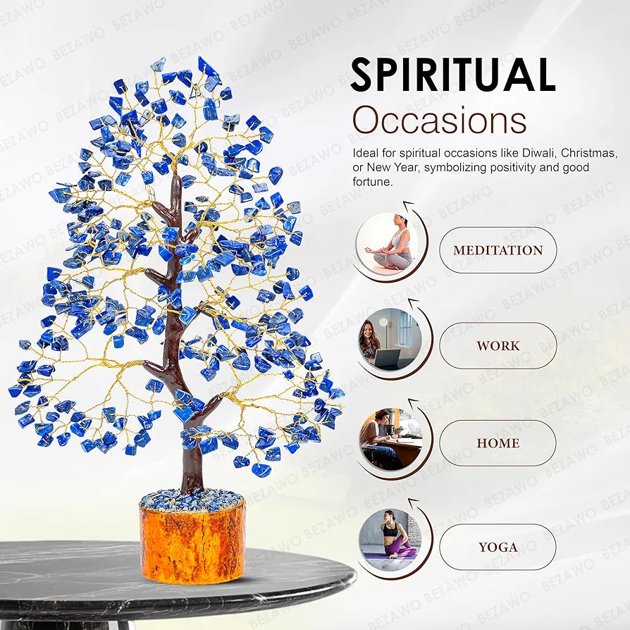 BEZAVO Lapis Lazuli Crystal Tree for Home & Office | Feng Shui Good Luck Tree for Prosperity | Artificial Tree for Living Room & Hall | Ideal Gift for Special Occasions 