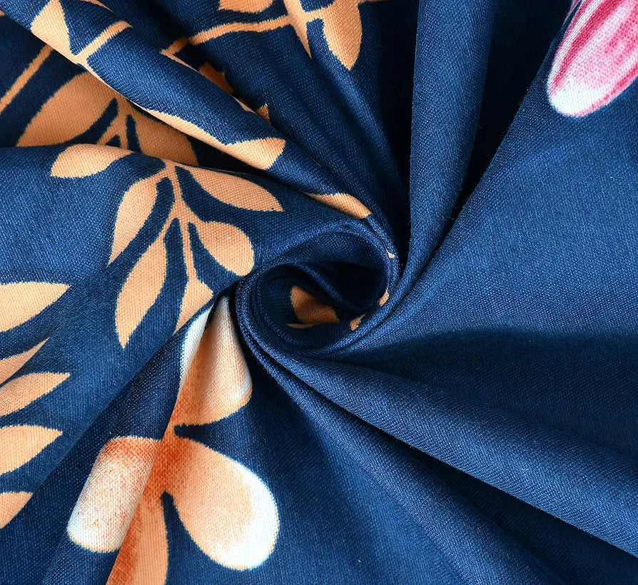 Homefab India 180 TC Microfiber Single BedSheet with 1 Pillow Cover - Blue, Floral