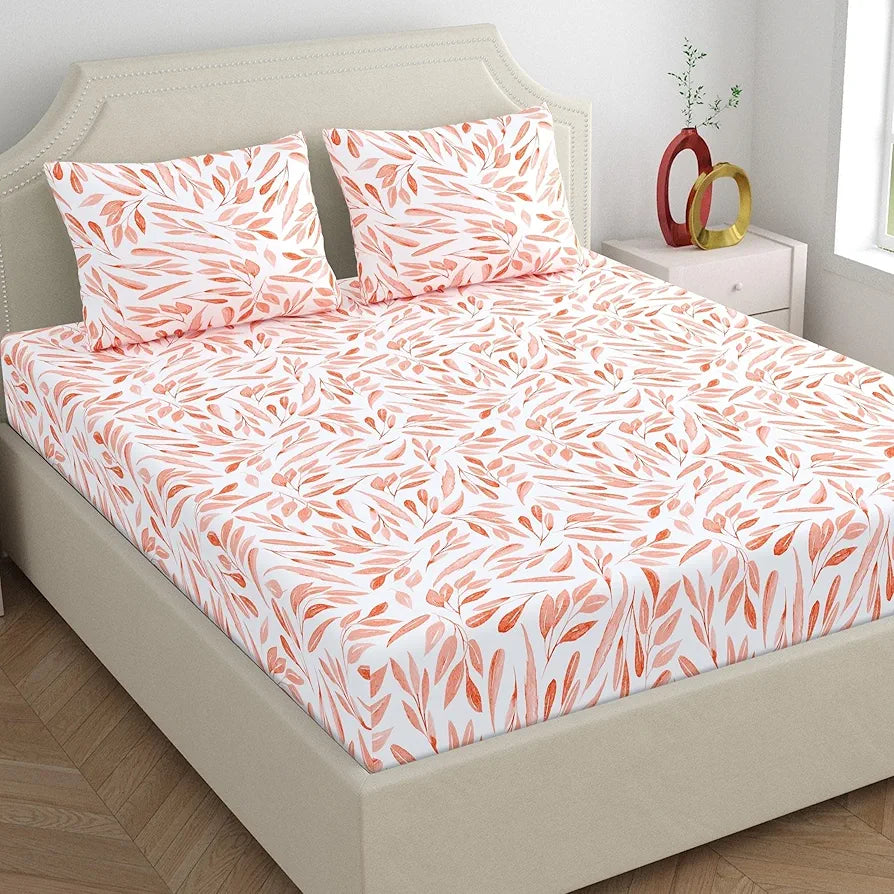 Dreamscape 100% Cotton King Bedsheet with 2 Pillow Covers - 