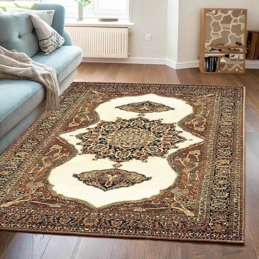 ishro home Premium Carpet for Hall, Bedroom, Living Room | Medallion Collectible Carpets | Anti Skid | Machine-Washable | Non-Shedding | Non- Fading | 