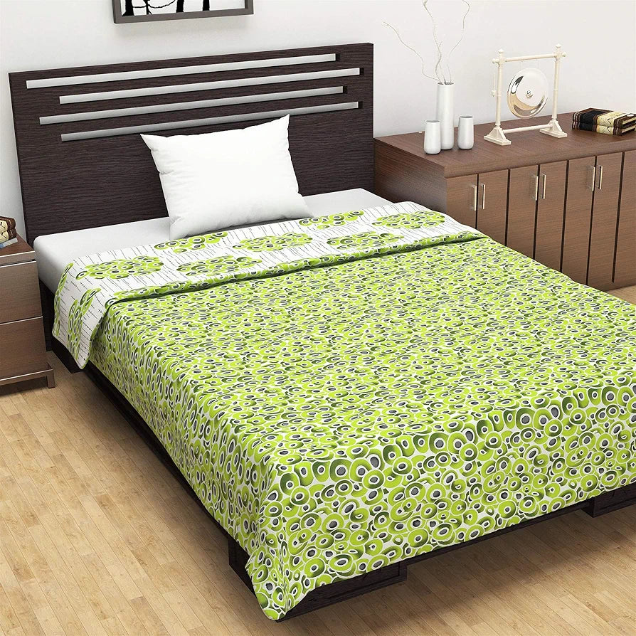 Divine Casa 120 GSM Microfiber Reversible Dohar Single Bed Size | Jaipuri Printed Soft Lightweight AC Living Room Summer Blanket - 140 x 210 CM