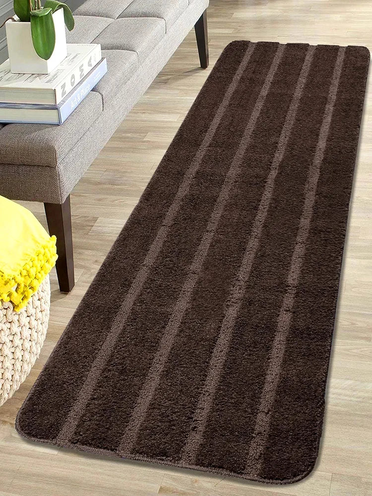 SARAL HOME EASY LIVING Home Striped Soft Microfiber Durable&Washable Multipurpose Bedside Runner For Home/Kitchen/Living Area/Lobby/Office Entrance With Anti Skid Backing