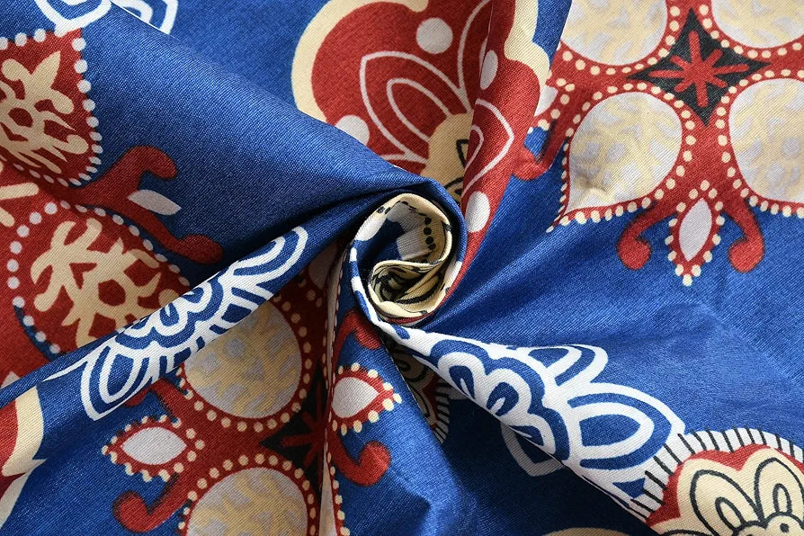 Homefab India 140 TC Microfiber Double Bedsheet with 2 Pillow Covers -Blue-Beige 