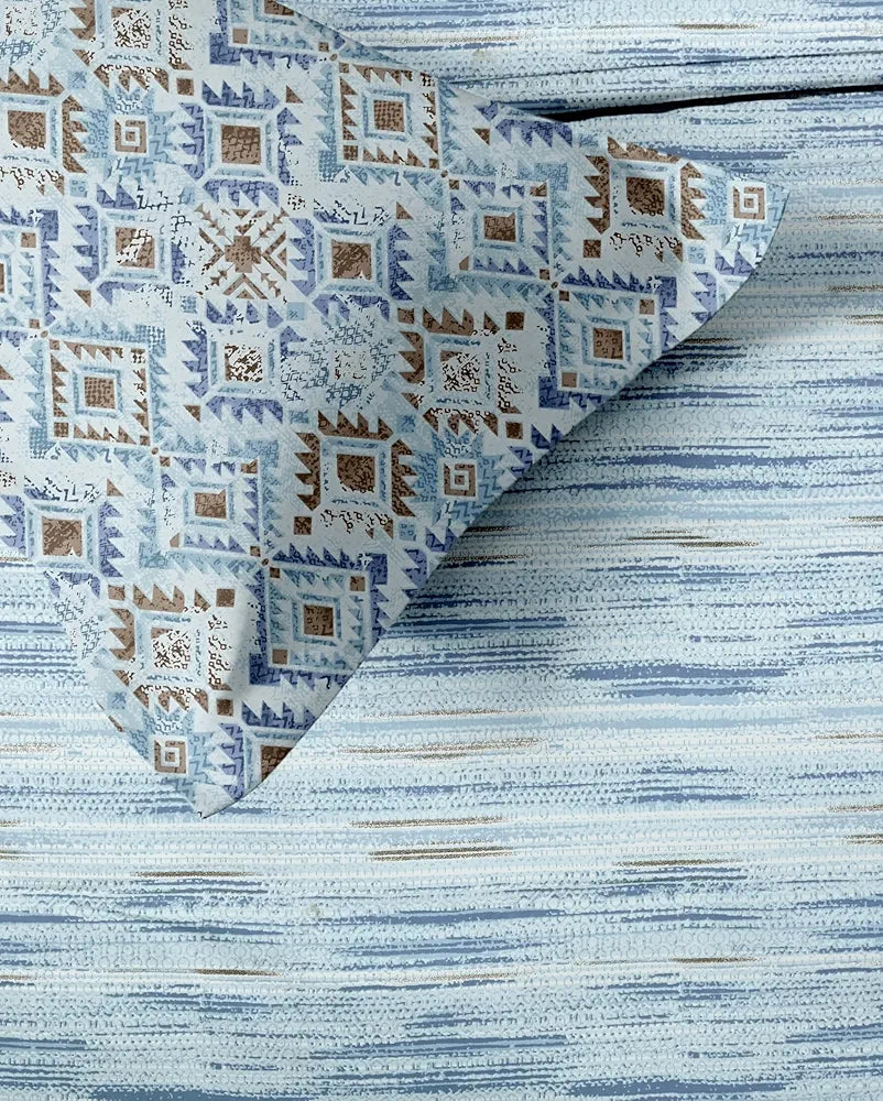 Trance Home Linen 100% Cotton 180 TC Bedsheet | Queen Size Printed Fitted Bedspread with 2 Pillow Covers 