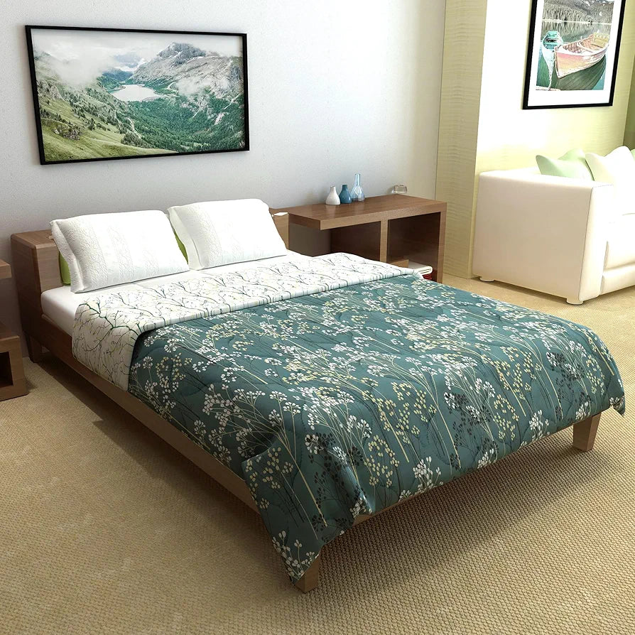 Divine Casa 150 GSM Microfiber Reversible Double Bed Comforter | Size 254 x 230 cm | Ultra Soft, Lightweight All-Season Blanket | Breathable & Cozy | Beetle Grey