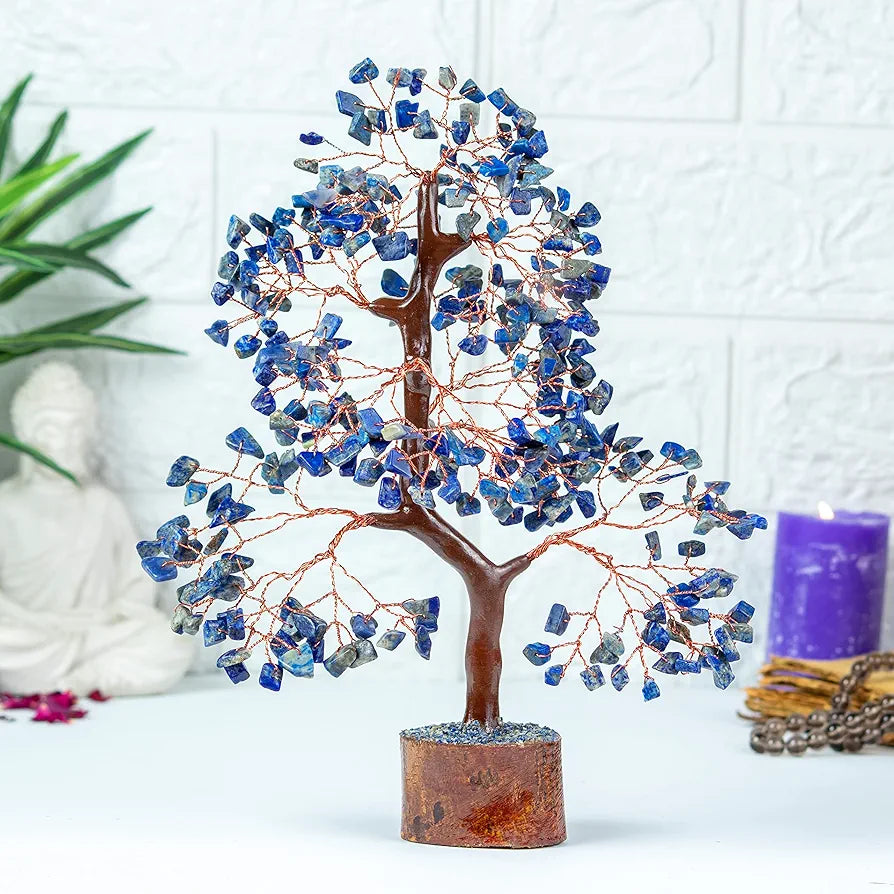 BEZAVO Lapis Lazuli Energy Crystal Tree | Feng Shui Tree for Abundance & Love | Decorative Artificial Plant for Home & Office | Ideal Gift for Men & Women – Birthday 