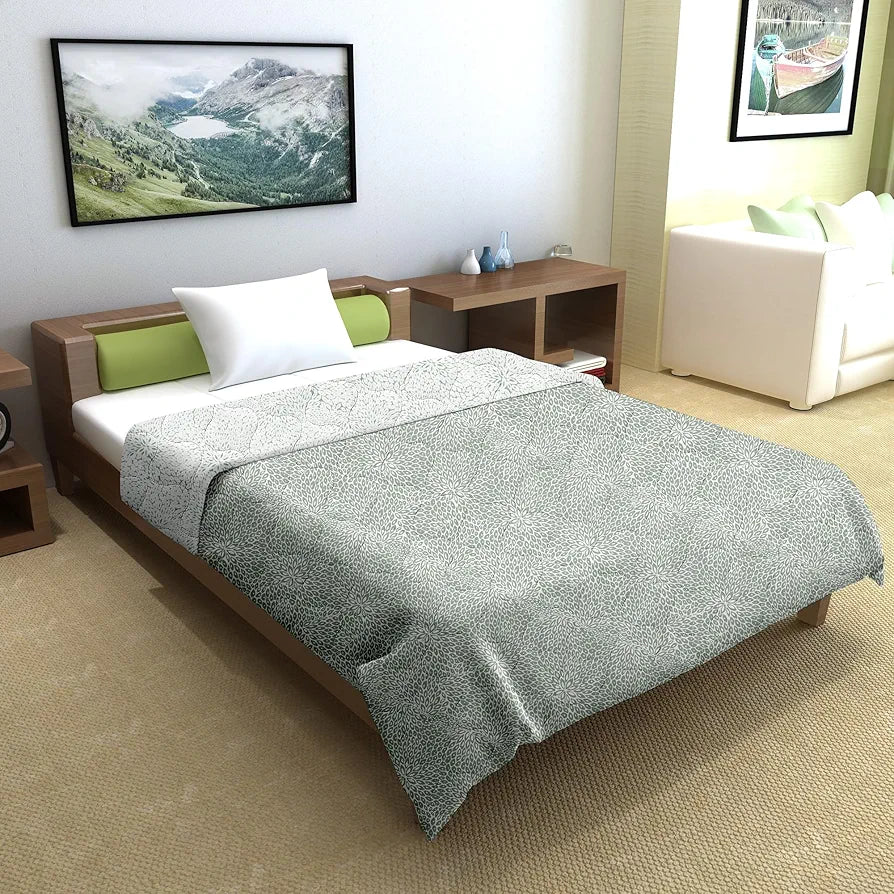 Divine Casa Microfibre All Weather Lightweight 120 GSM Printed Reversible Single Bed Size Quilt Comforter Blanket - | TC - 120