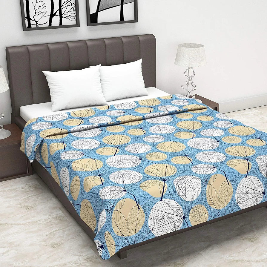 Divine Casa Glace Cotton 120 GSM Super Soft Cloudy Reversible Lightweight Printed Double Bed AC Dohar Blanket for Mild Winter Quilt - | TC - 120