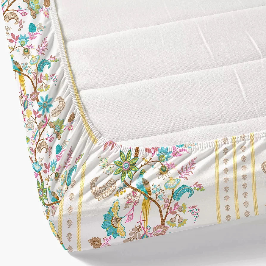 Dreamscape 100% Cotton King Fitted Bedsheet with 2 Pillow Covers - 