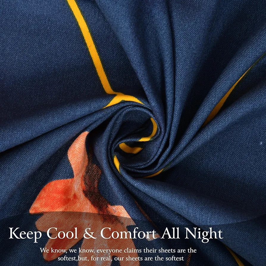 FRESH FROM LOOM Floral Microfiber Cotton Bedsheet for Double Bed |240 TC King Size Soft Bed Sheet with 2 Pillow Cover | Hypoallergenic Bedsheet| Anti Fade Bedsheet 