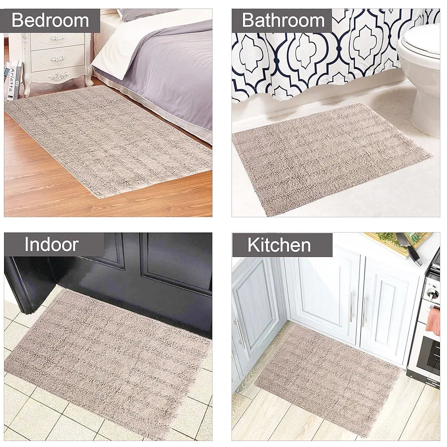SASHAA WORLD Super Absorbent Non Slip BathMat | Bathmat for Living Room, Bathroom, Kitchen, Bedroom, Indoor & Outdoor | Brown Bathmat | 40 x 60 cm, Pack of 1