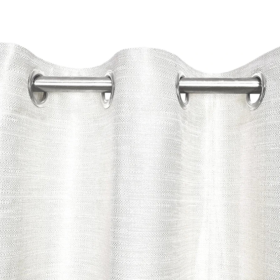 Divine Casa Textured Window Curtain 5 Feet | Bright White | Polyester Panel with Subtle Weave & Metal Eyelets for Home Decor | 1 Piece