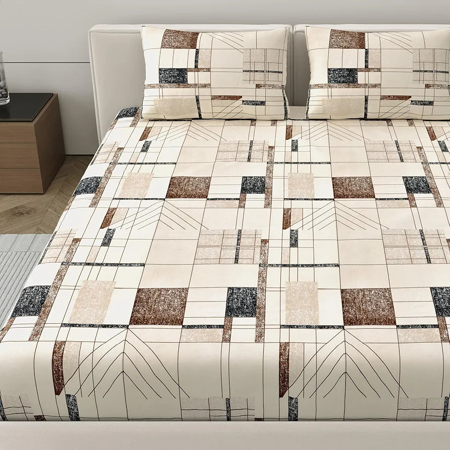 Dreamscape Microfiber Wrinkle & Fade Resistant Double Bedsheet with 2 Pillow Covers - 