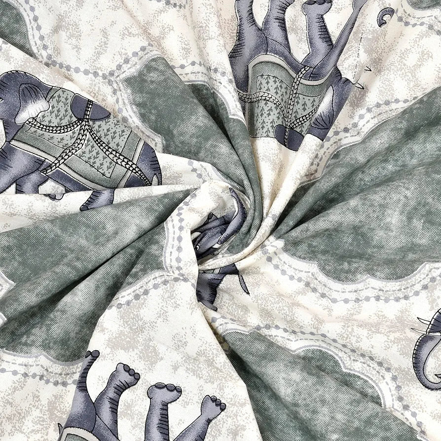 Kuber Industries Double Bedsheet with 2 Pillow Covers | 186 TC Premium Cotton Bedsheet for Double Bed | Bedsheet for Living Room-Home & Hotels | Embroidery Elephant | 100x108 Inch | Gray