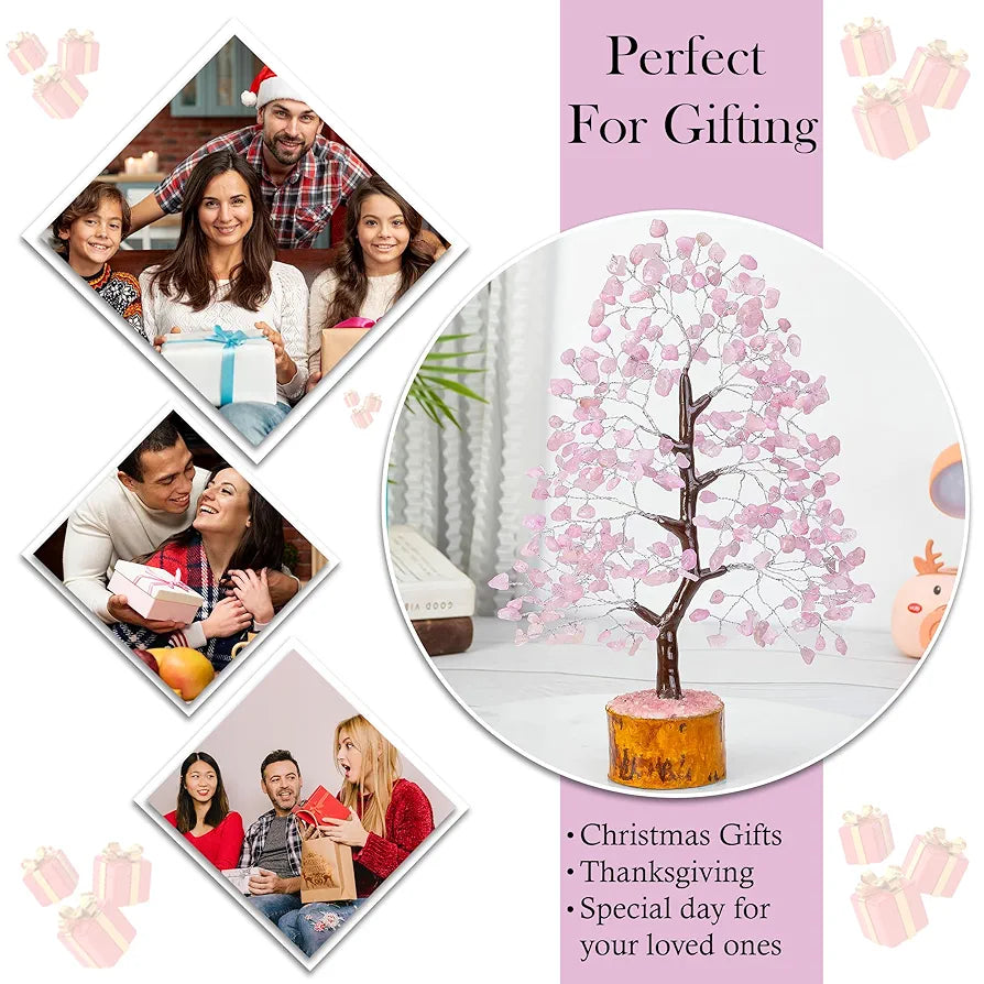 rose quartz money tree HindCraft Rose Quartz Crystal Tree Pink Stone Silver Wire