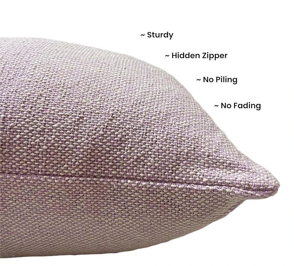 SAJAVAT HOME Cotton Cushion Cover 16X16 Inches  – Soft Decorative Cushion Cover for Sofa, Bed, or Chair –Beige & Purple, Pack of 1