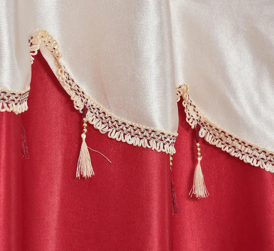 Homefab India Designer Lace Eyelet Polyester Curtains; Light Filtering, 5 x 4 feet Window Curtain, Maroon, Pack of 2 Pieces