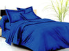 Trance Home Linen Zippered 100% Cotton 200 TC Satin Stripe Queen Duvet Cover Quilt Cover with 2 Pillow Covers Colour Ink Blue