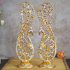 Ecraftindia Golden and Silver Metal Handcrafted Peacock Couple Statues Decorative Birds Figurines Showpieces