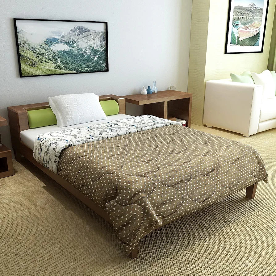 Divine Casa 120 GSM Microfiber Kalamkari Print Reversible Single Bed Comforter | Soft Light Weight Quilt Blanket for Summer - | TC - 120