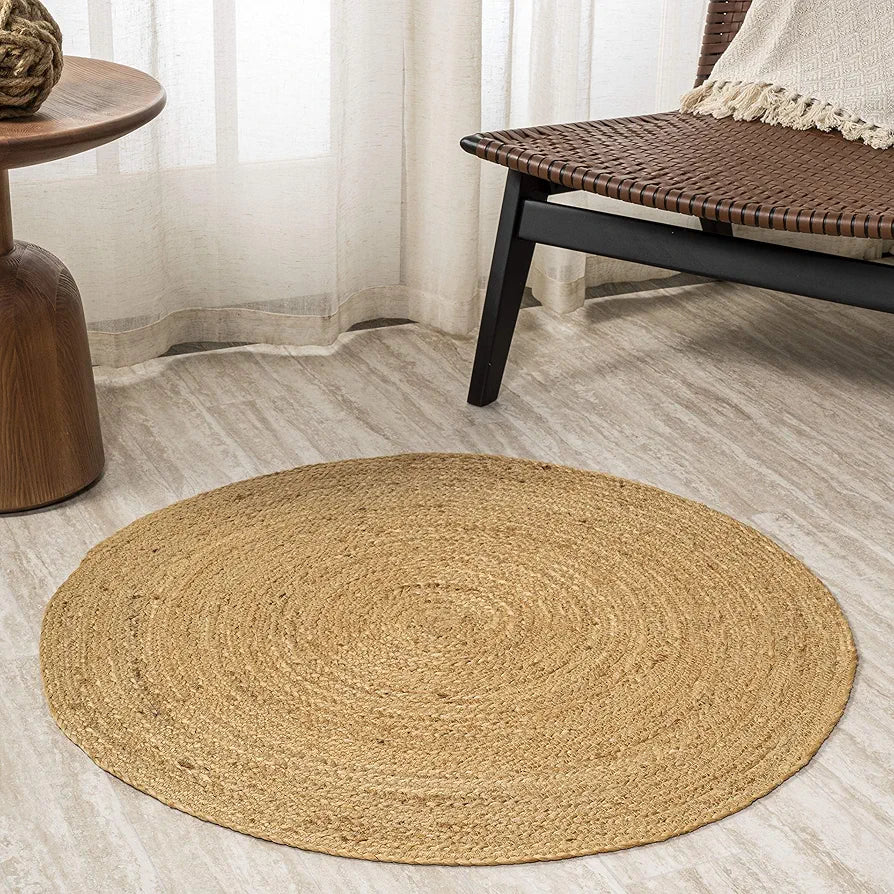 THE HOME TALK Natural Handcrafted Braided Round Jute Rug- 80CM|Traditional Carpet for Living Room,Kitchen,Entryway,Bedroom,Dining Room|Rustic Bohemian Decor| Anti-Skid Carpets for Centre Table