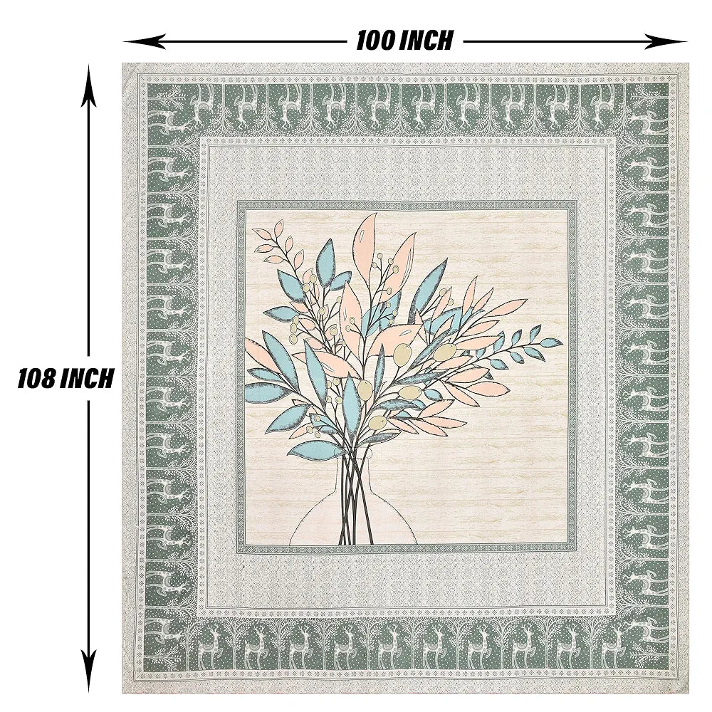 Kuber Industries Double Bedsheet with 2 Pillow Covers | 160 TC Premium Cotton Bedsheet for Double Bed | Bedsheet for Living Room-Home & Hotels | Photo Frame Tree | 100x108 Inch | Green