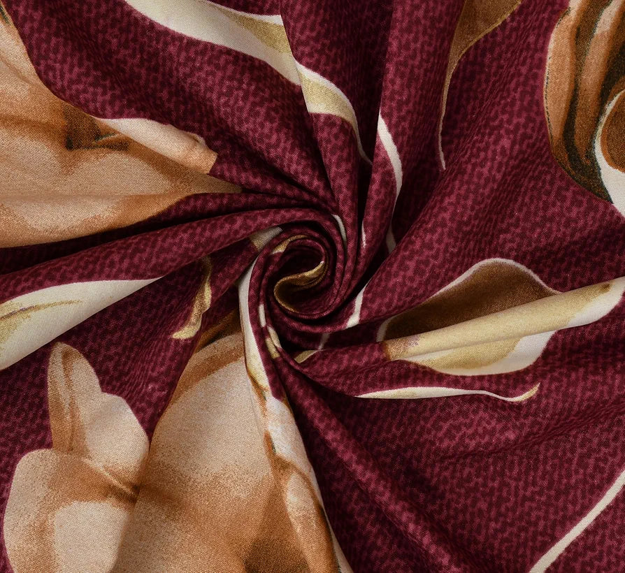 Homefab India 160 TC Glace Cotton Single BedSheet with 1 Pillow Cover -  - Multicolor, Floral