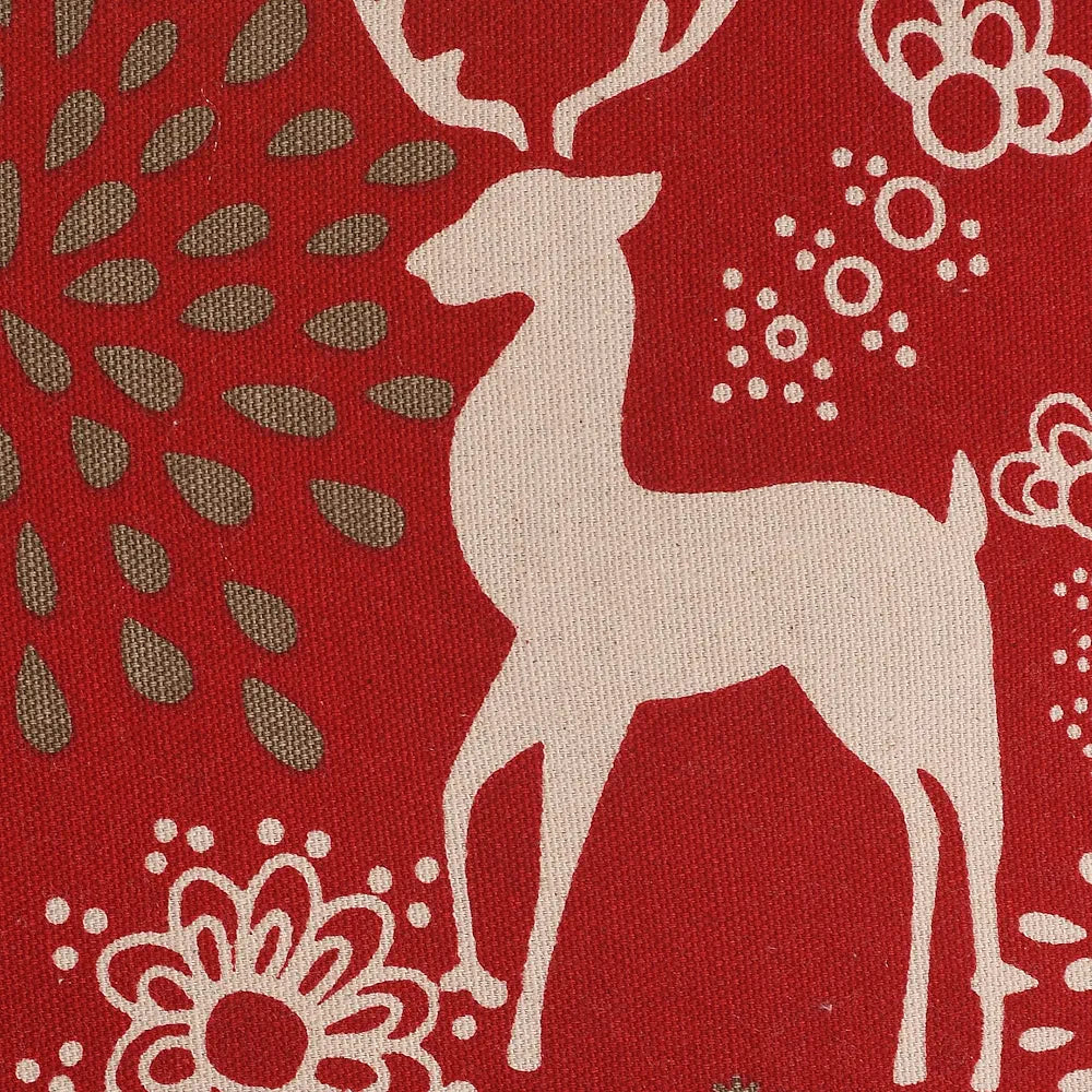 SASHAA WORLD Reindeer Print Cushion Cover | Pillow Cover for Living Room, Sofa, Chair & Christmas | Red Pillow Cover | 150 g, 45X45 cm